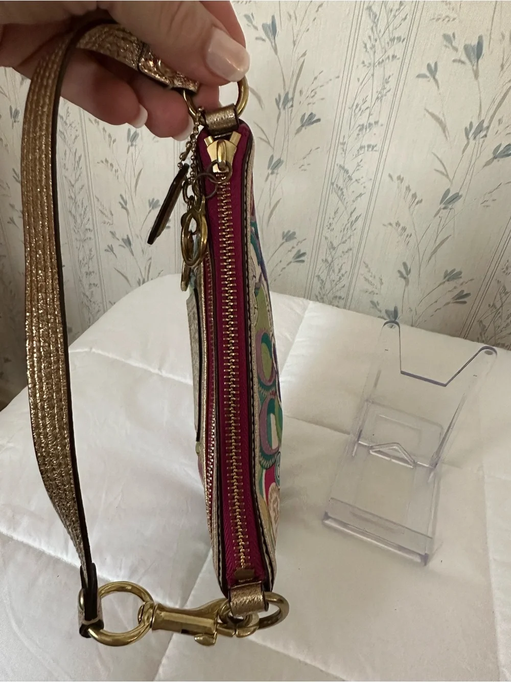 Coach Poppy Pop Art Wristlet with Gold Trim